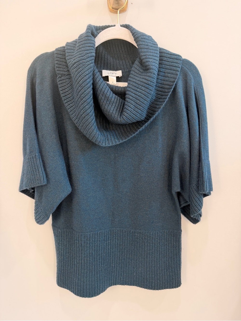 LOFT Teal Cowl-Neck Dolman Sleeve Sweater